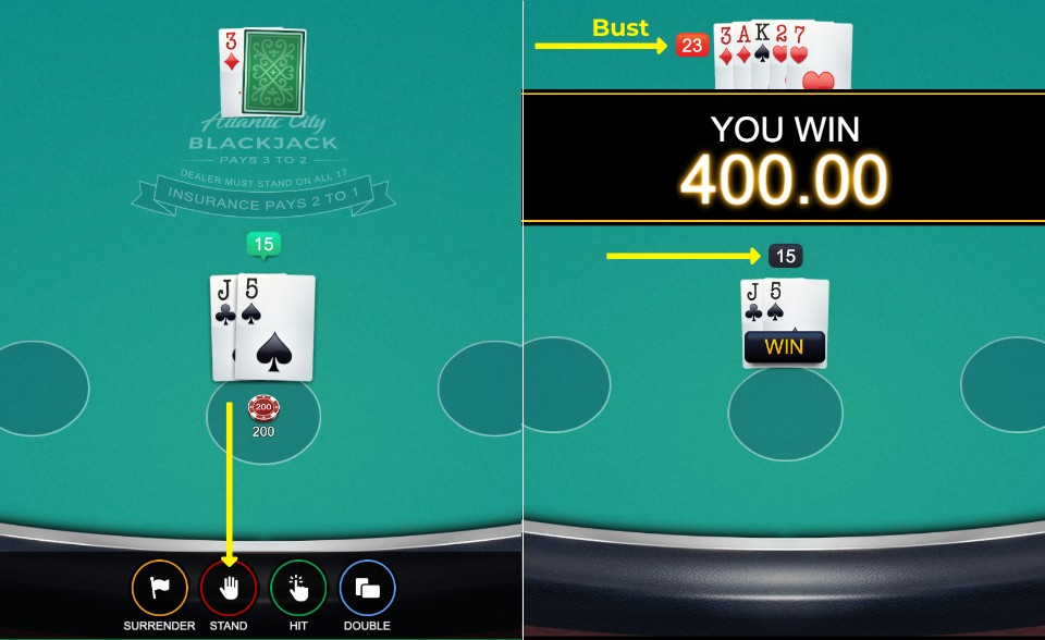 stand on low value dealer up card example