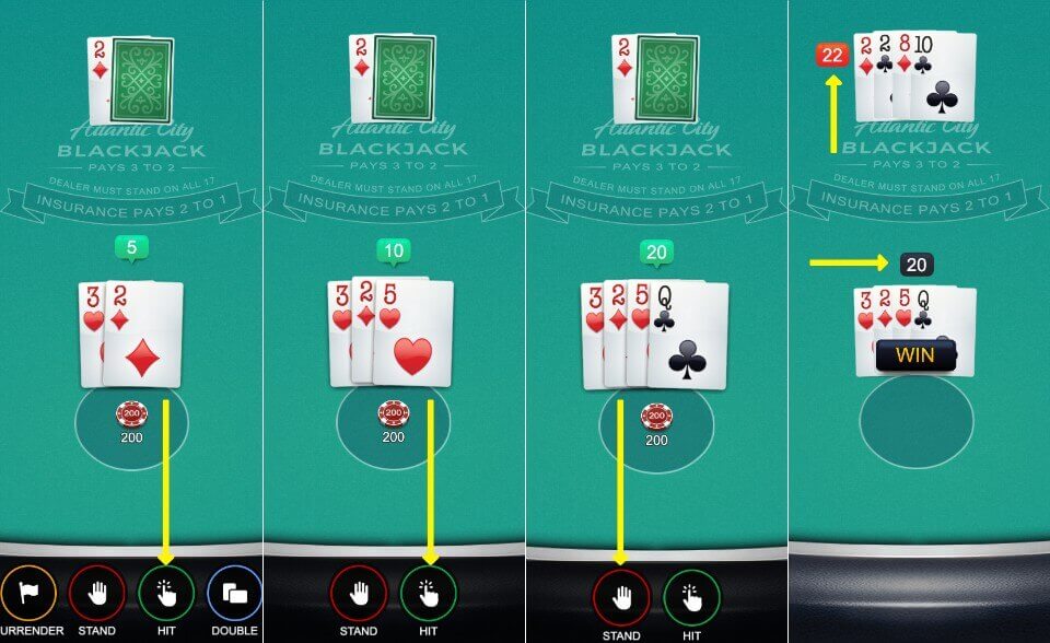 lowest value up card example in blackjack