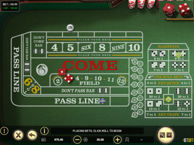 online craps table game