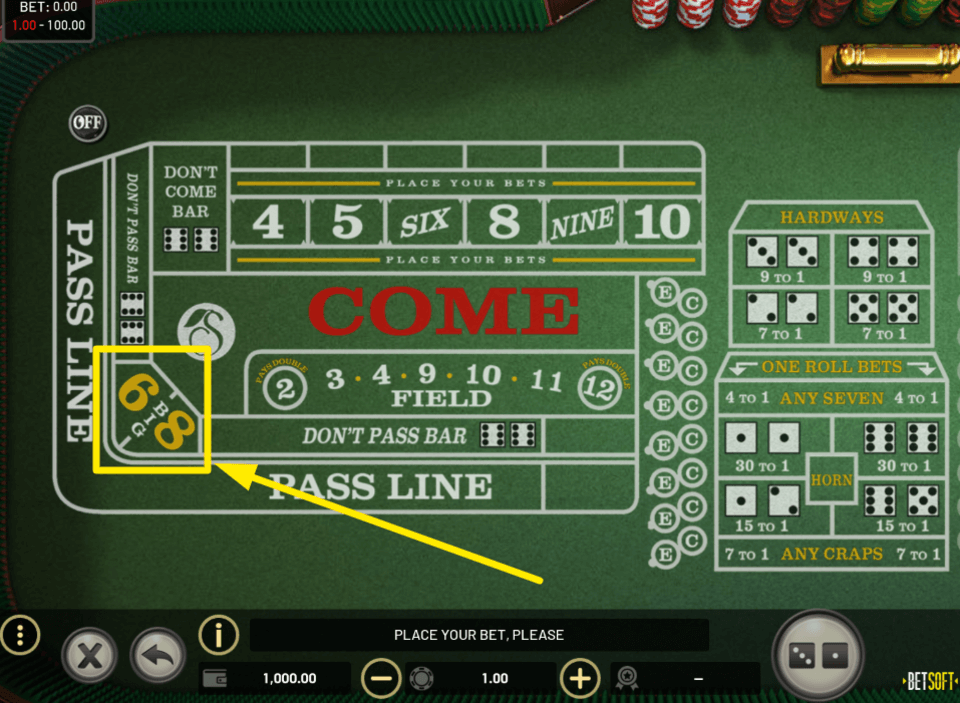 Big six and big eight craps bet