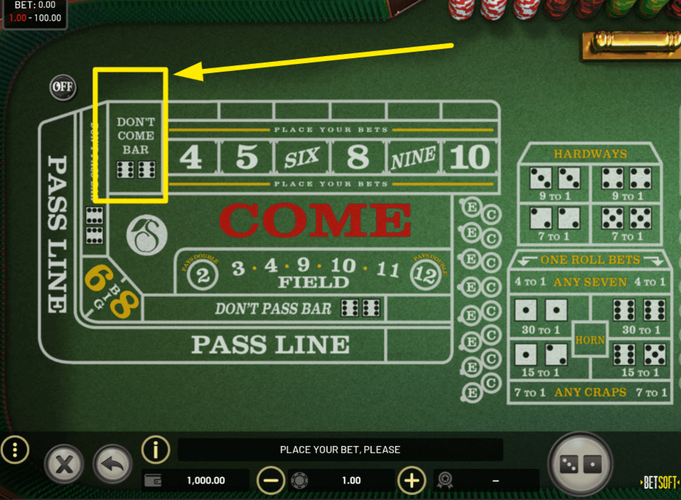 don't come craps bet