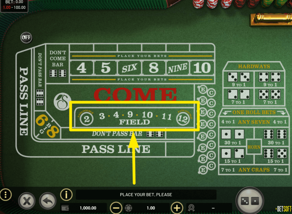 field bet craps