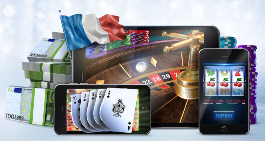 france casinos online with flag and money stacks