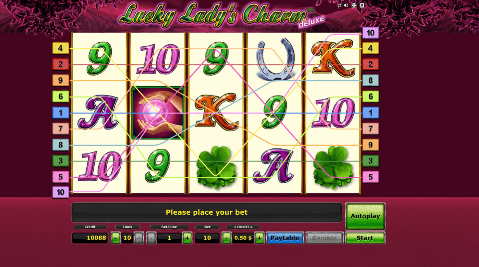 Líneas de pago del tragamonedas Lucky Lady's Charm Deluxe