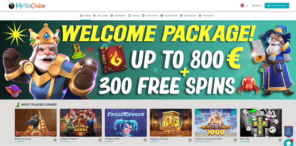 merlin casino game library