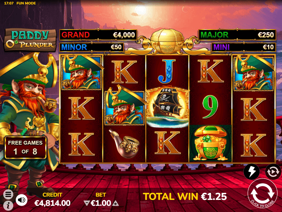 paddy o plunder free spins bonus game gotm