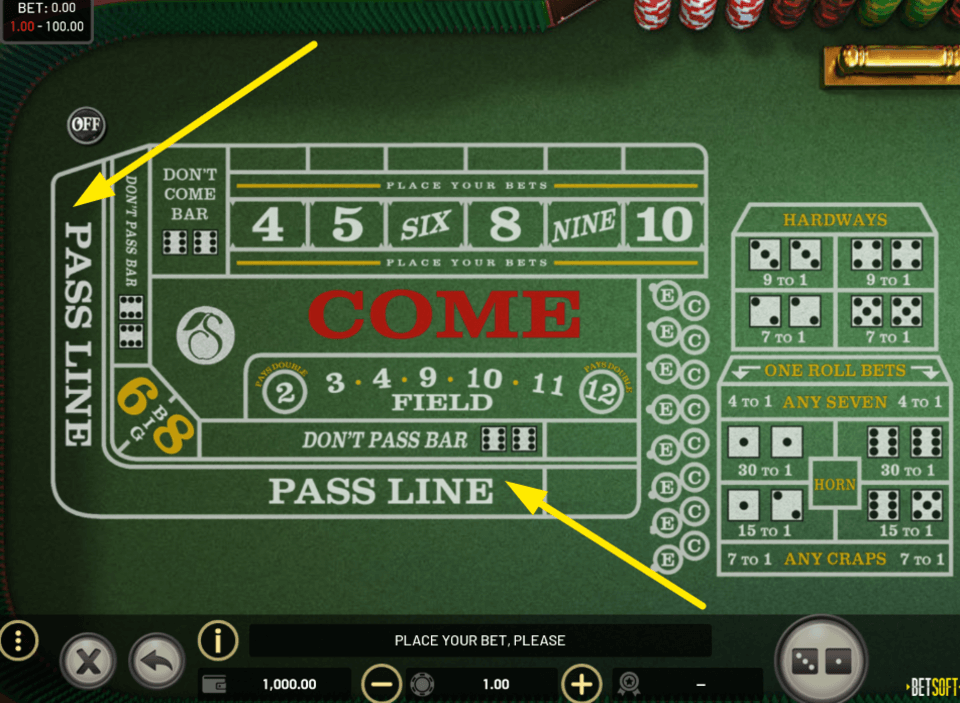 pass line craps bet