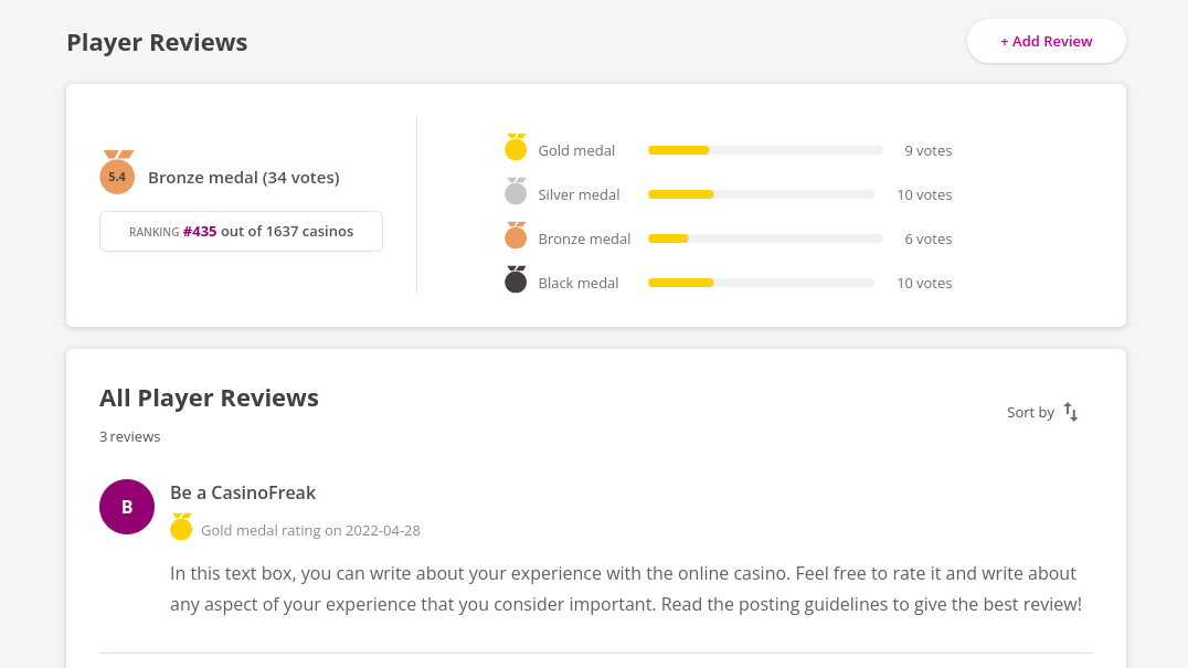 player reviews casino