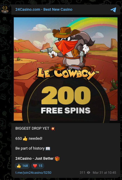 telegram casino promotion