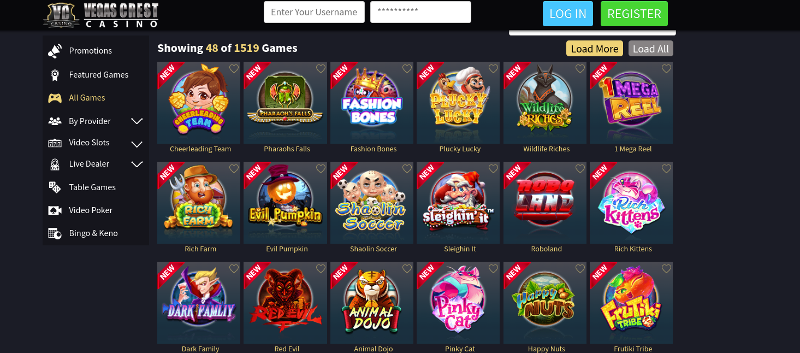 vegas crest cassino online